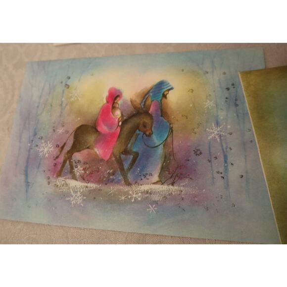 Vintage Christmas Cards Mica Sparkles Boxed Coronation - 18 Cards - Picture 2 of 7